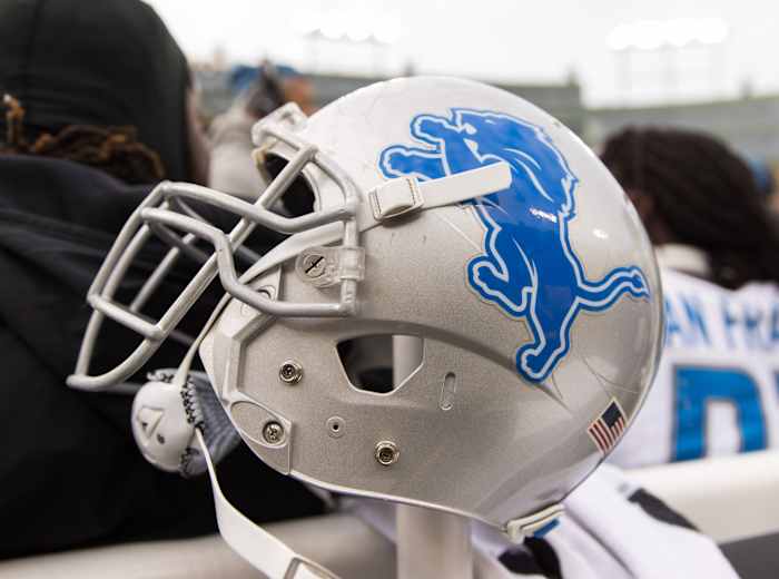 Dec 30, 2018; Green Bay, WI, USA; An Detroit Lions helmet during the game against the Green Bay Packers at Lambeau Field.